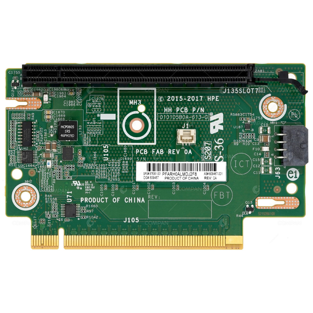 875061-001 HP SLOT 7 SINGLE SLOT X16 PCIE TERTIARY RISER FOR DL380 G10 809467-001